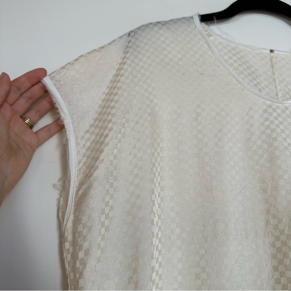 AQC Silk Checkered Dress Ivory Size 1 / Small - Picture 3 of 9